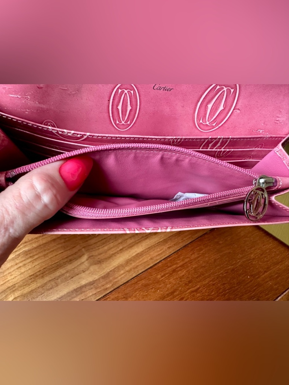 Cartier Happy Birthday Continental Long Wallet in Pink Patent Calfskin Leather - Picture 10 of 11